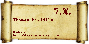 Thomas Miklós névjegykártya